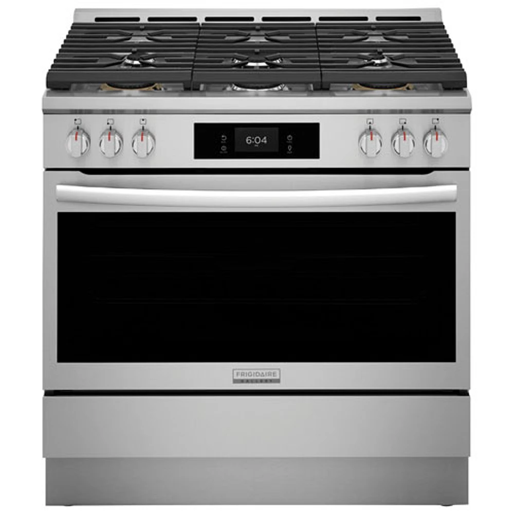 Cuisinière gaz de 36 po avec 6 brûleurs, convection véritable, friture à l'air chaud, four de 4,6 pi³ Pro de Frigidaire (GCFG3661AF) - Inox