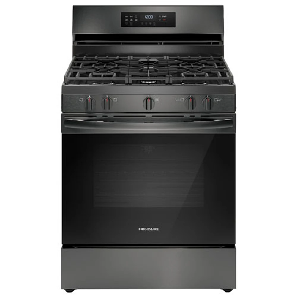 Cuisinière à gaz 5 brûleurs convection à ventilateur et friture à air chaud 5,1 pi³ 30 po de Frigidaire (FCRG3083AD) - Inox noir