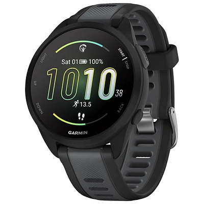 Garmin Forerunner 165 Music 45mm Bluetooth Running Smartwatch - Medium / Large - Black/Slate Grey