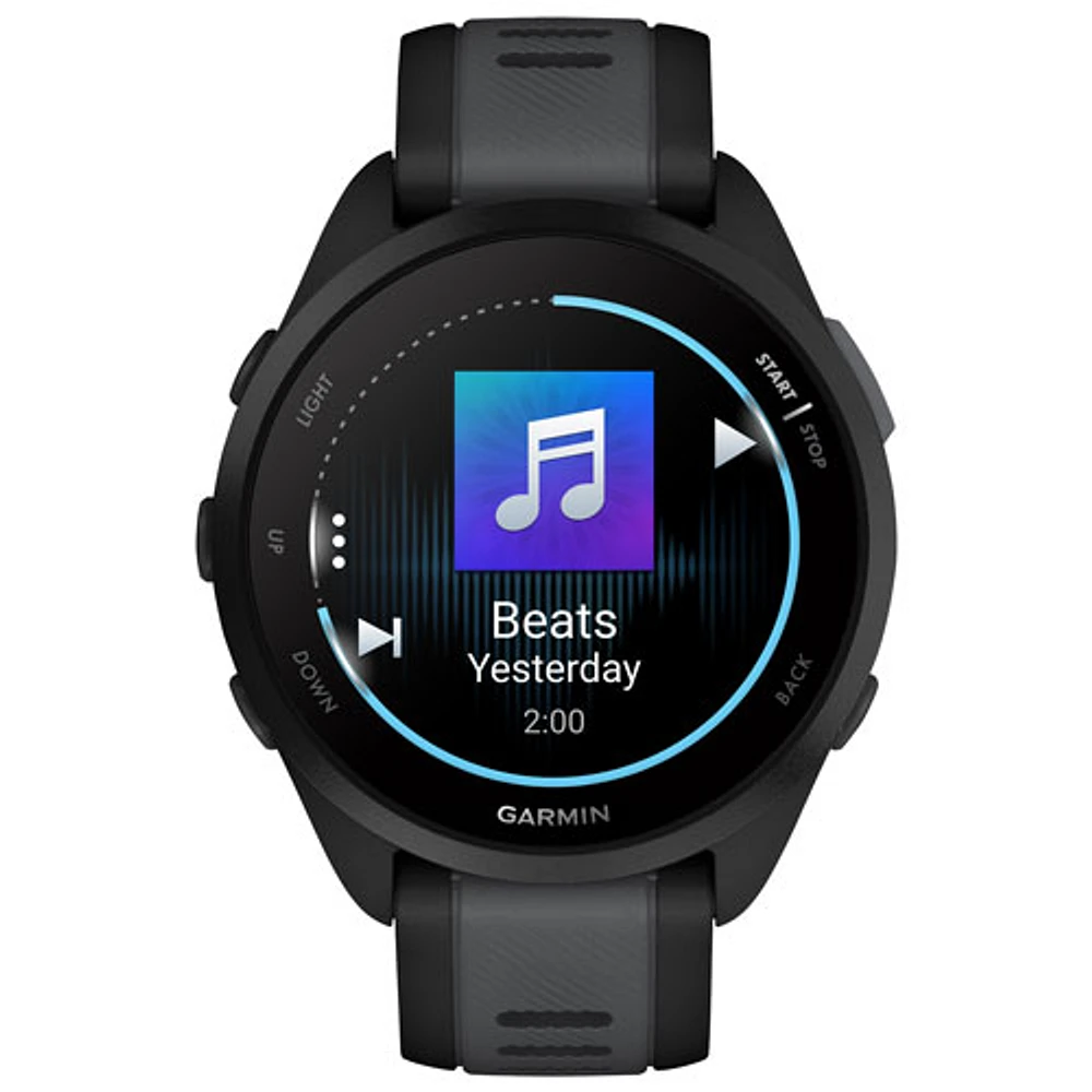 Garmin Forerunner 165 Music 45mm Bluetooth Running Smartwatch - Medium / Large - Black/Slate Grey