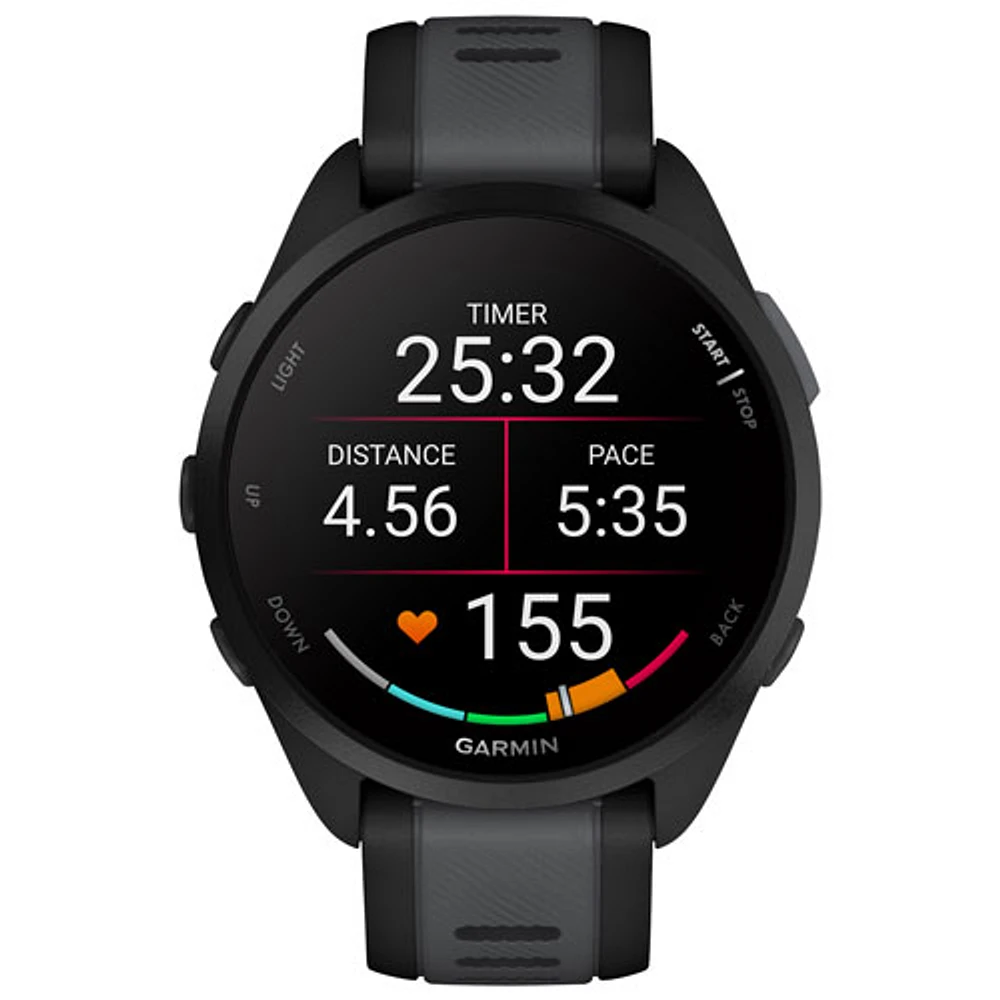 Garmin Forerunner 165 45mm Bluetooth Running Smartwatch - Medium / Large - Black/Slate Grey