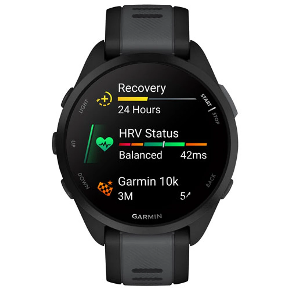 Garmin Forerunner 165 45mm Bluetooth Running Smartwatch - Medium / Large - Black/Slate Grey