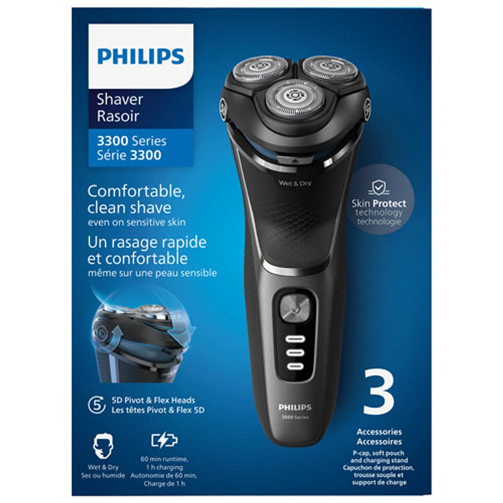 Rasoir électrique sec/humide série 3300 de Philips (S3343/13) - Noir foncé