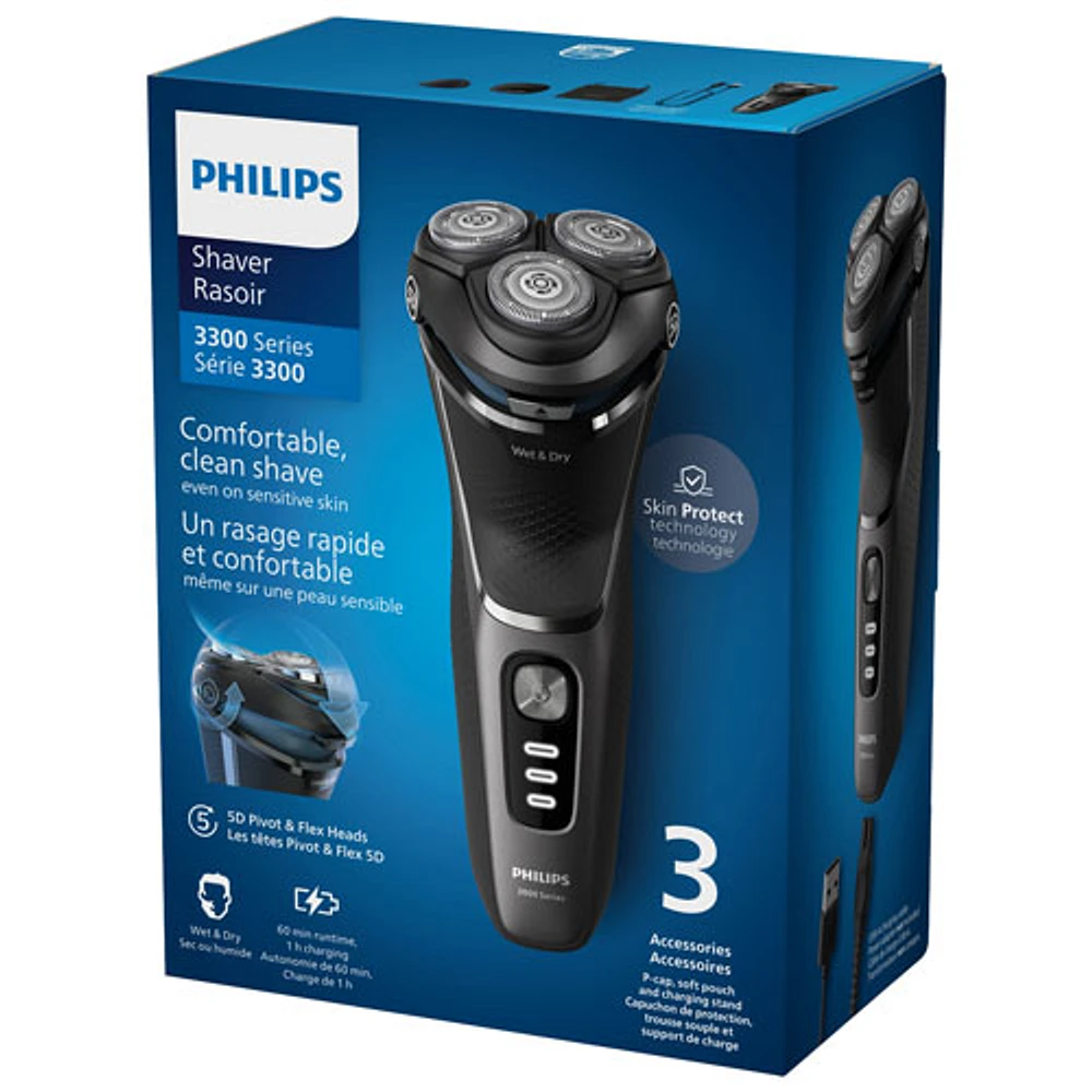 Rasoir électrique sec/humide série 3300 de Philips (S3343/13) - Noir foncé