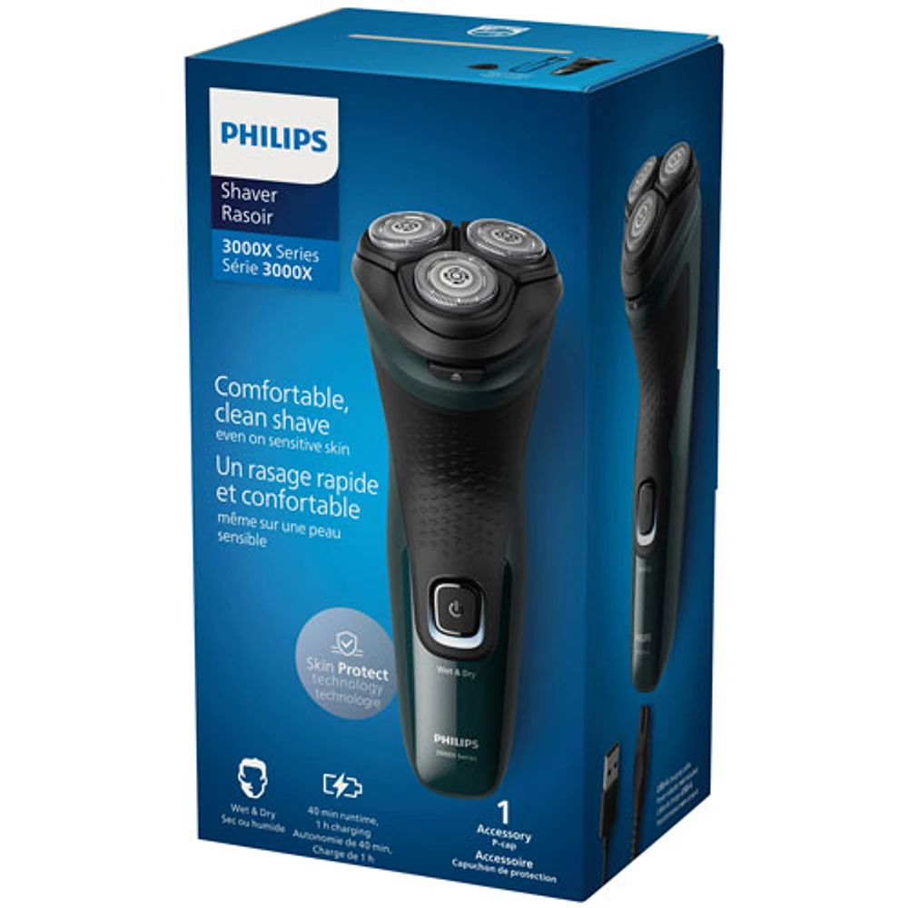 Rasoir électrique sec/humide série 3000X de Philips (X3002/00 - Vert