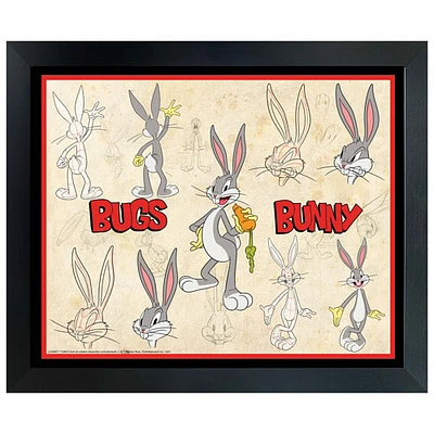 Collage encadré d'esquisses de Bugs Bunny de Frameworth (34 x 26 po)