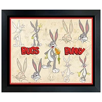 Collage encadré d'esquisses de Bugs Bunny de Frameworth (34 x 26 po)
