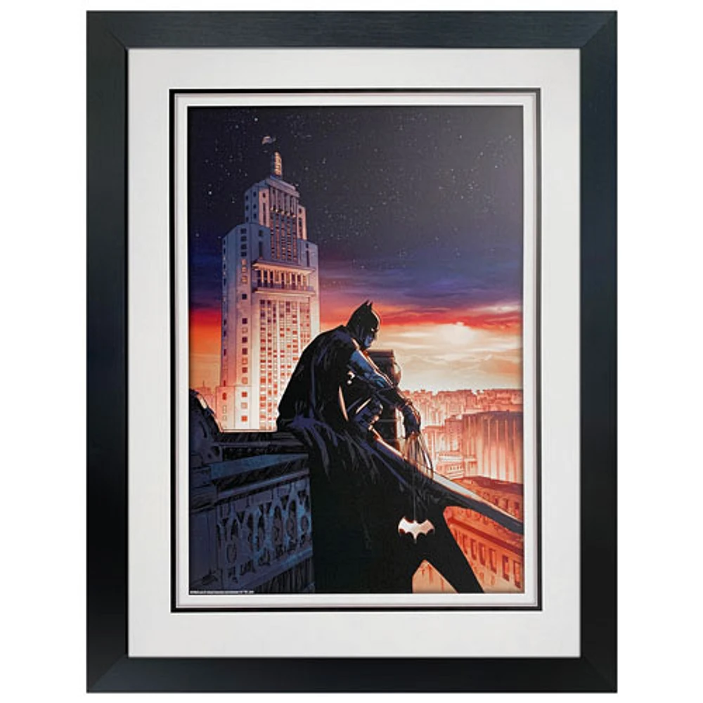 Impression encadrée en portrait Batman Skyline de Frameworth (26 x 34 po)