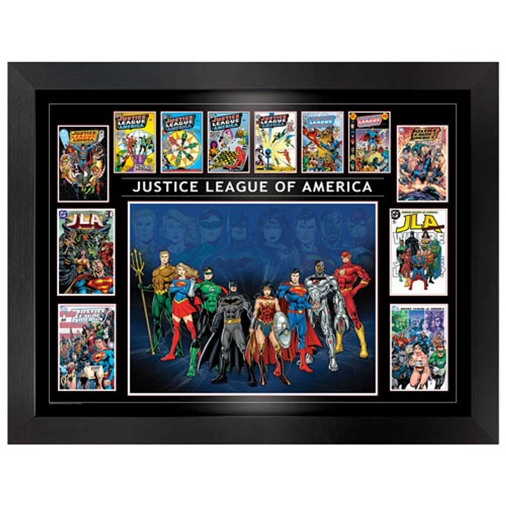 Collage encadré de la bande dessinée La Ligue de justice d'Amérique de Frameworth (34 x 26 po)
