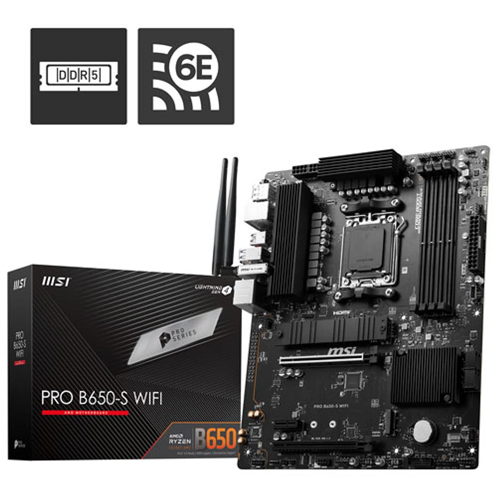 MSI PRO B650-S Wi-Fi 6E ATX AM5 DDR5 Motherboard for AMD Ryzen 9000/8000/7000 Series CPUs