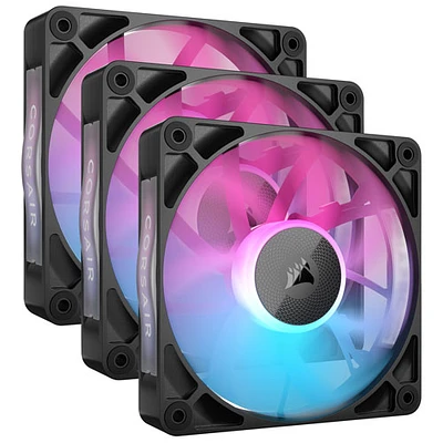 Ventilateurs de boîtier PWM RVB RX120 de 120 mm de Corsair avec concentrateur de système iCUE LINK - Paquet de 3 - Noir - Exclusivité Best Buy