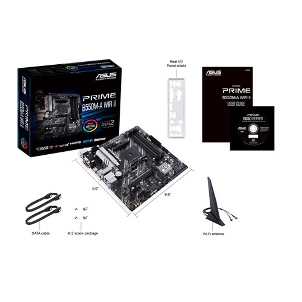 ASUS Prime B550M-A Wi-Fi II Micro-ATX AM4 Motherboard for AMD Ryzen 3000/4000/5000 Series CPUs