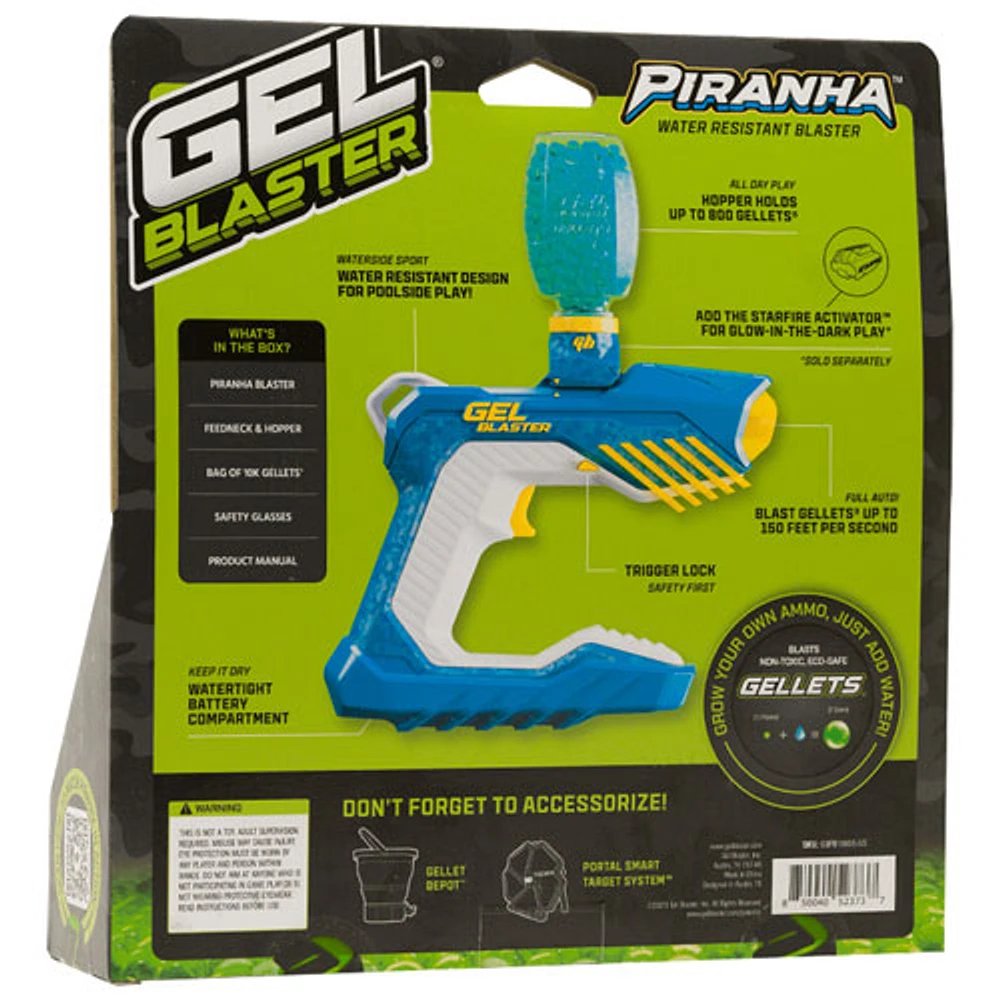 Pistolet à billes de gel Piranha de Gel Blaster - Bleu/Blanc