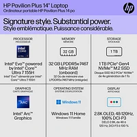 HP Pavilion Plus 14" Laptop (Intel Core Ultra 7 with Intel Evo/32GB RAM/1TB SSD)