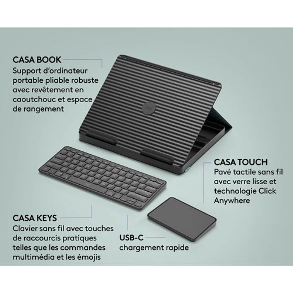 Logitech Casa Pop-Up Desk Kit with Laptop Stand, Keyboard & Touchpad for Laptop/MacBook (10-17