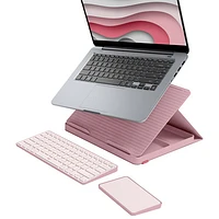 Ensemble bureau escamotable Casa de Logitech avec support pour portable, clavier et pavé tactile pour portable/MacBook (10 à 17 po) - Rose