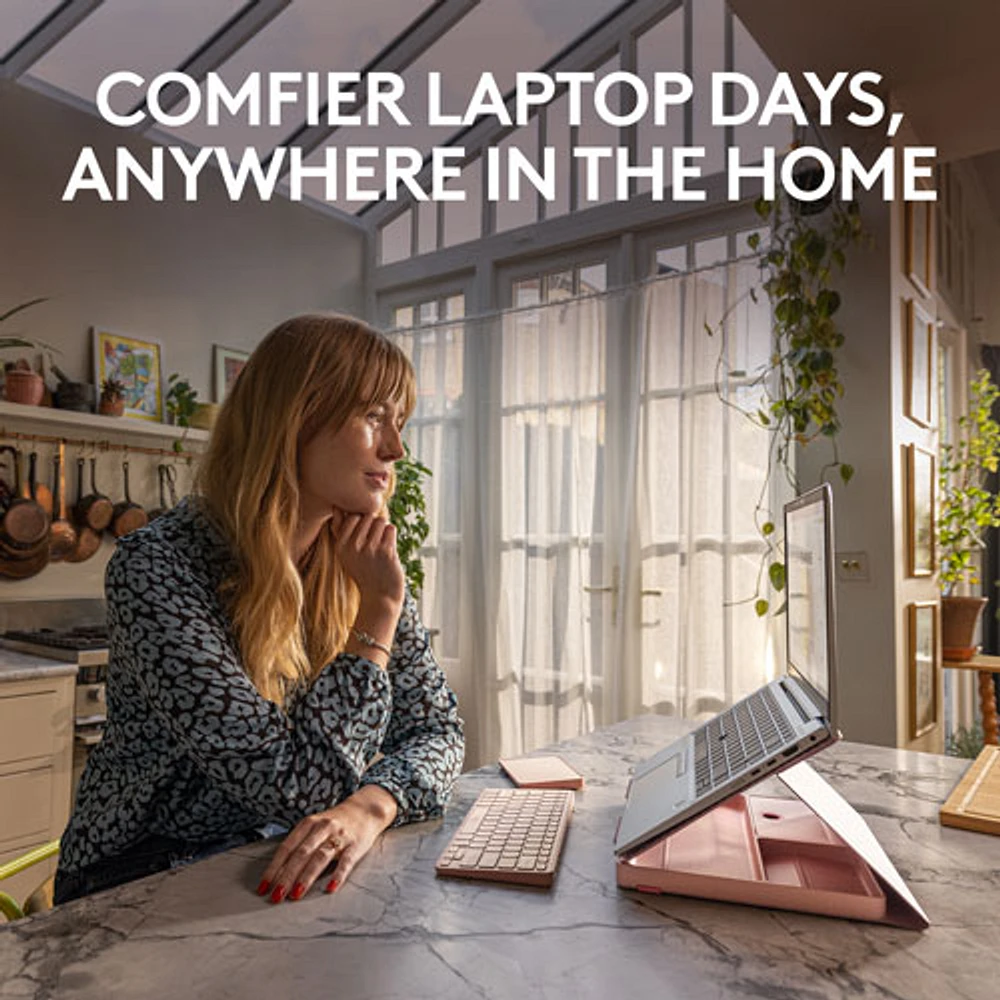 Ensemble bureau escamotable Casa de Logitech avec support pour portable, clavier et pavé tactile pour portable/MacBook (10 à 17 po) - Rose