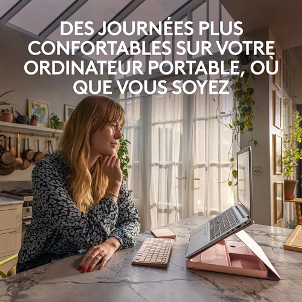 Ensemble bureau escamotable Casa de Logitech avec support pour portable, clavier et pavé tactile pour portable/MacBook (10 à 17 po) - Rose