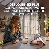 Ensemble bureau escamotable Casa de Logitech avec support pour portable, clavier et pavé tactile pour portable/MacBook (10 à 17 po) - Rose