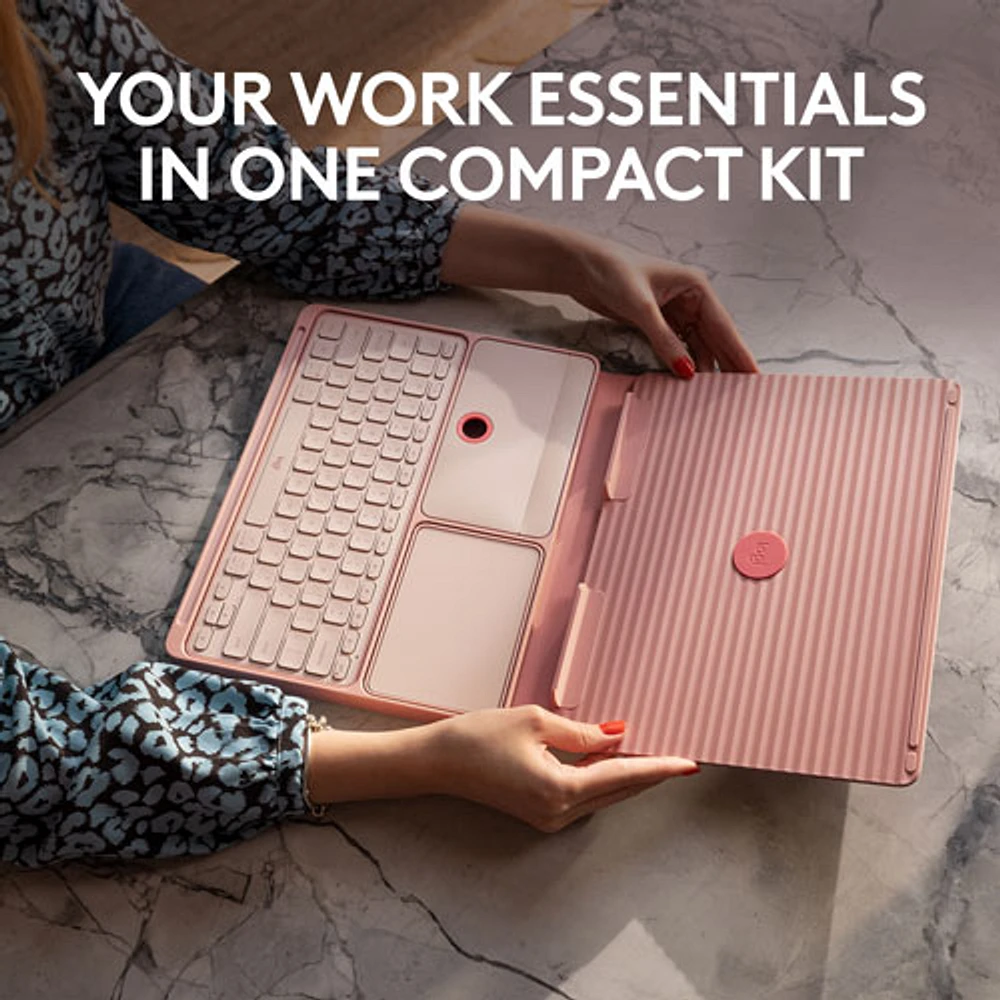 Ensemble bureau escamotable Casa de Logitech avec support pour portable, clavier et pavé tactile pour portable/MacBook (10 à 17 po) - Rose