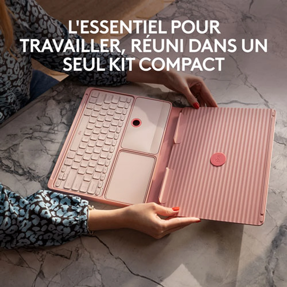 Ensemble bureau escamotable Casa de Logitech avec support pour portable, clavier et pavé tactile pour portable/MacBook (10 à 17 po) - Rose