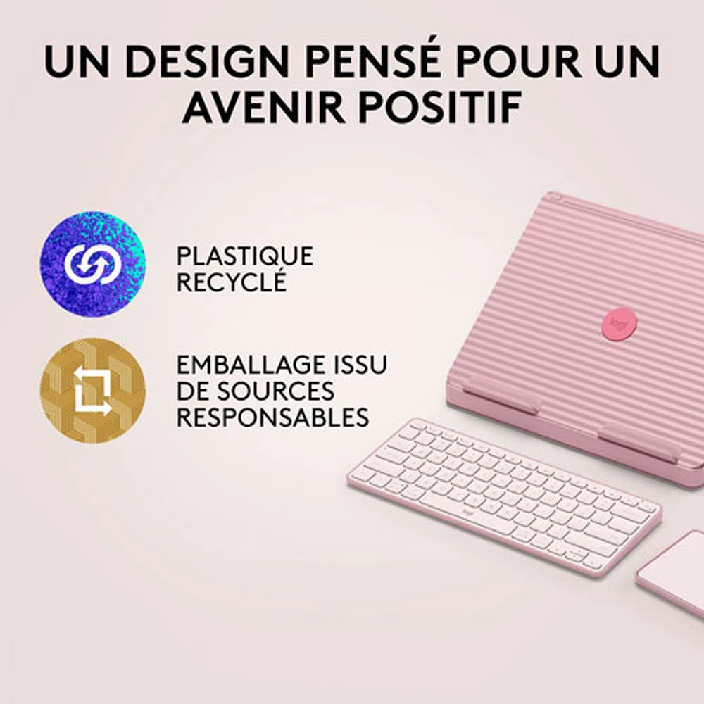 Ensemble bureau escamotable Casa de Logitech avec support pour portable, clavier et pavé tactile pour portable/MacBook (10 à 17 po) - Rose