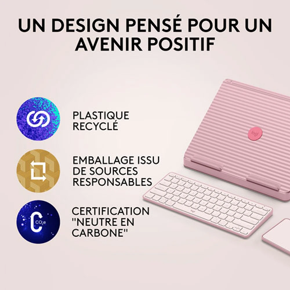 Ensemble bureau escamotable Casa de Logitech avec support pour portable, clavier et pavé tactile pour portable/MacBook (10 à 17 po) - Rose