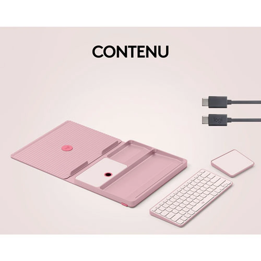 Ensemble bureau escamotable Casa de Logitech avec support pour portable, clavier et pavé tactile pour portable/MacBook (10 à 17 po) - Rose