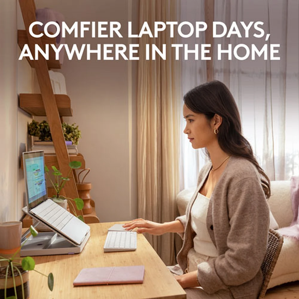 Ensemble de bureau relevable Casa Pop-Up Desk de Logitech - Sable/Blanc cassé