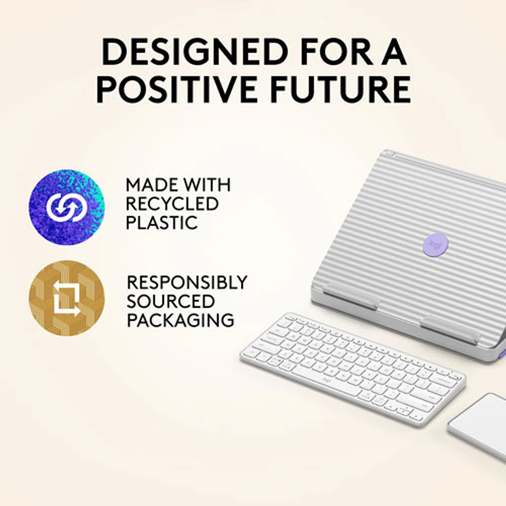 Ensemble de bureau relevable Casa Pop-Up Desk de Logitech - Sable/Blanc cassé