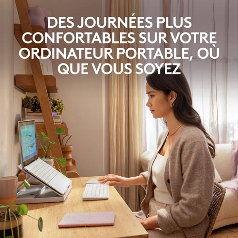 Ensemble de bureau relevable Casa Pop-Up Desk de Logitech - Sable/Blanc cassé
