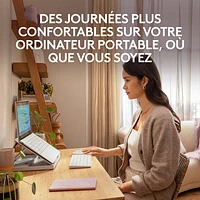 Ensemble de bureau relevable Casa Pop-Up Desk de Logitech - Sable/Blanc cassé