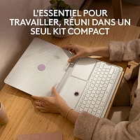 Ensemble de bureau relevable Casa Pop-Up Desk de Logitech - Sable/Blanc cassé