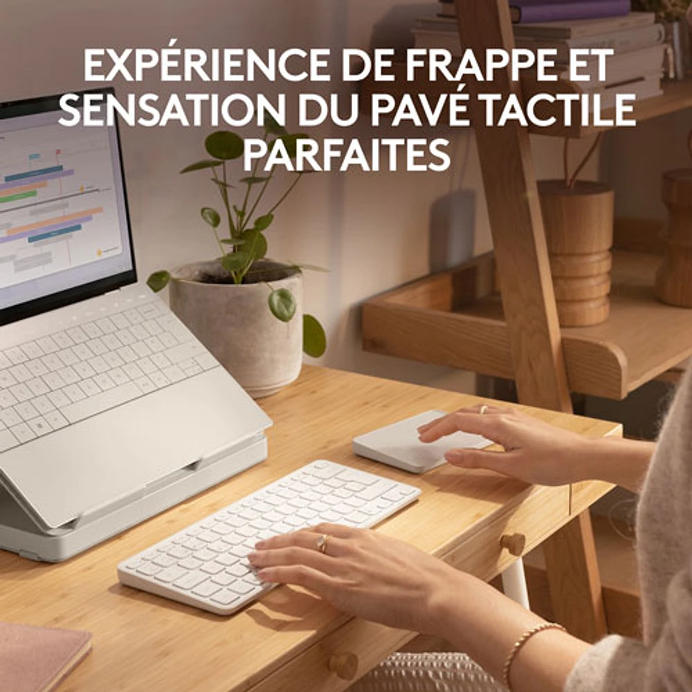 Ensemble de bureau relevable Casa Pop-Up Desk de Logitech - Sable/Blanc cassé