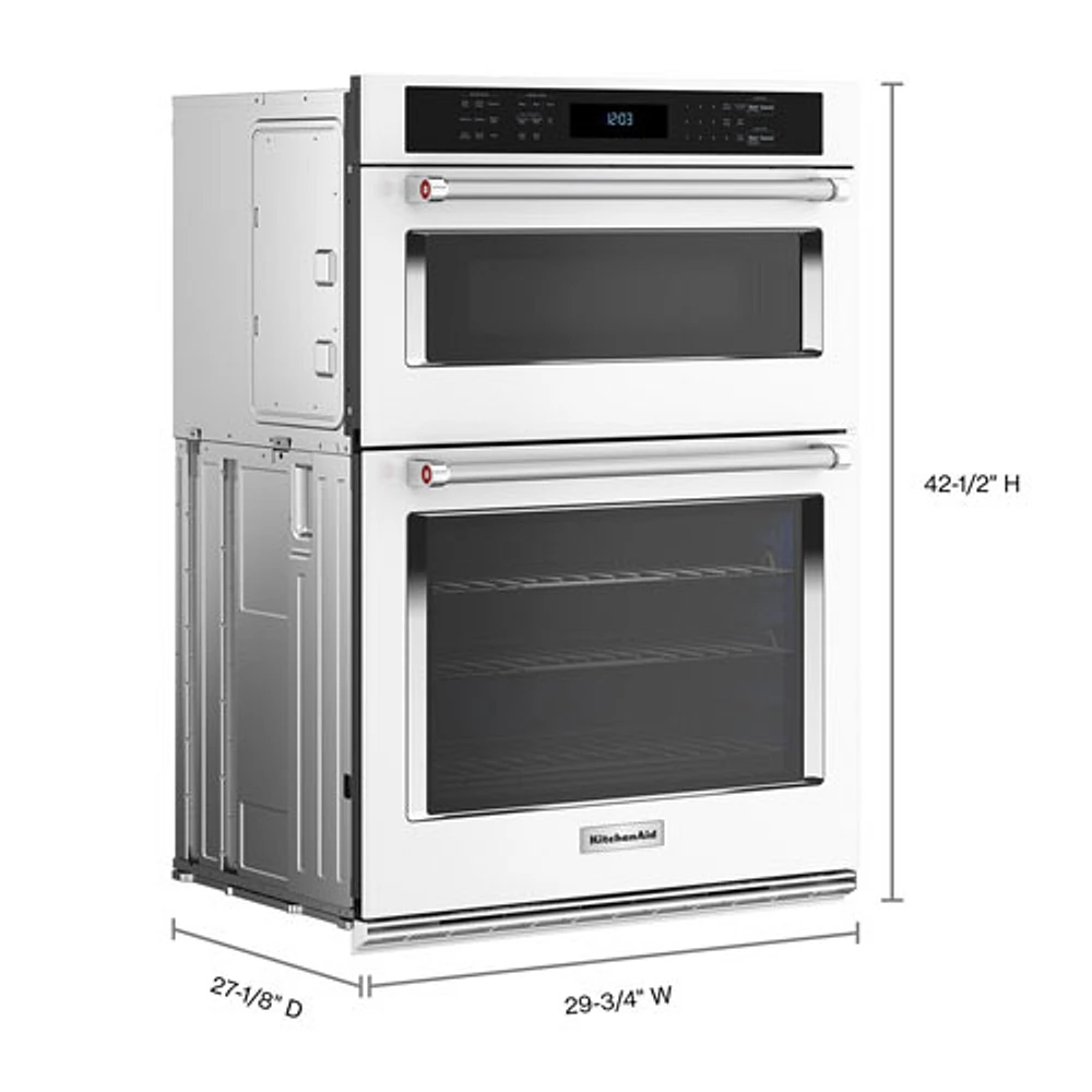 Kitchenaid 30" 6.4 Cu. Ft. Combination True Convection Electric Wall Oven (KOEC530PWH) - White