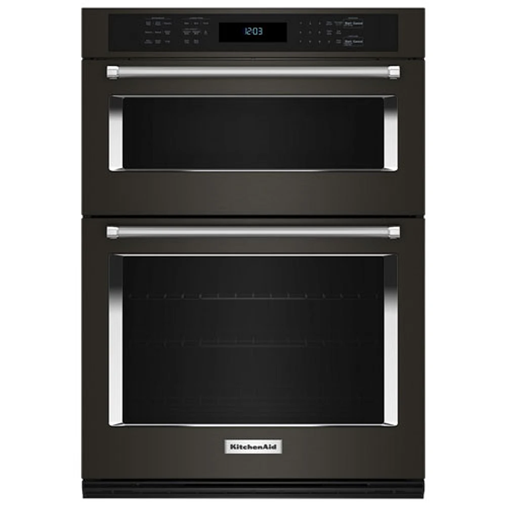 Kitchenaid 30" 6.4 Cu. Ft. Combination True Convection Electric Wall Oven (KOEC530PBS) - Black Stainless Steel