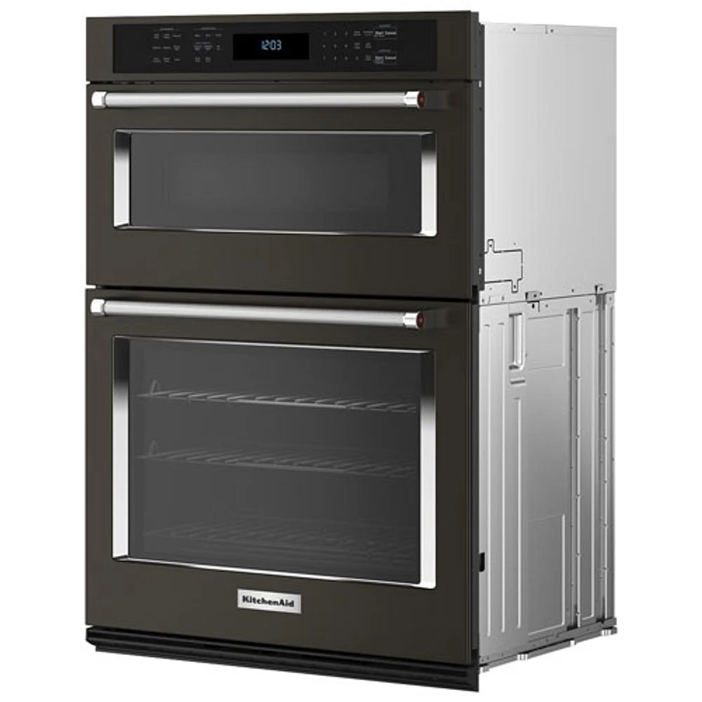 Kitchenaid 30" 6.4 Cu. Ft. Combination True Convection Electric Wall Oven (KOEC530PBS) - Black Stainless Steel