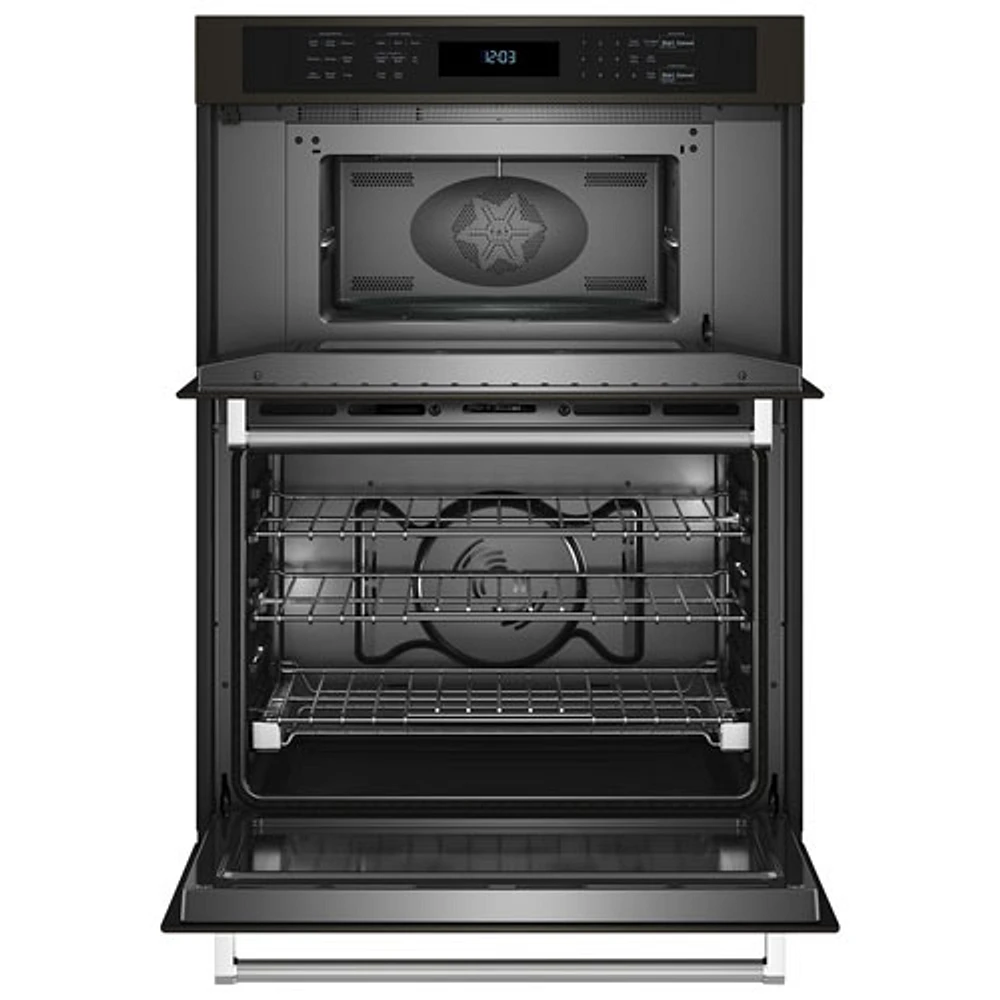 Kitchenaid 30" 6.4 Cu. Ft. Combination True Convection Electric Wall Oven (KOEC530PBS) - Black Stainless Steel