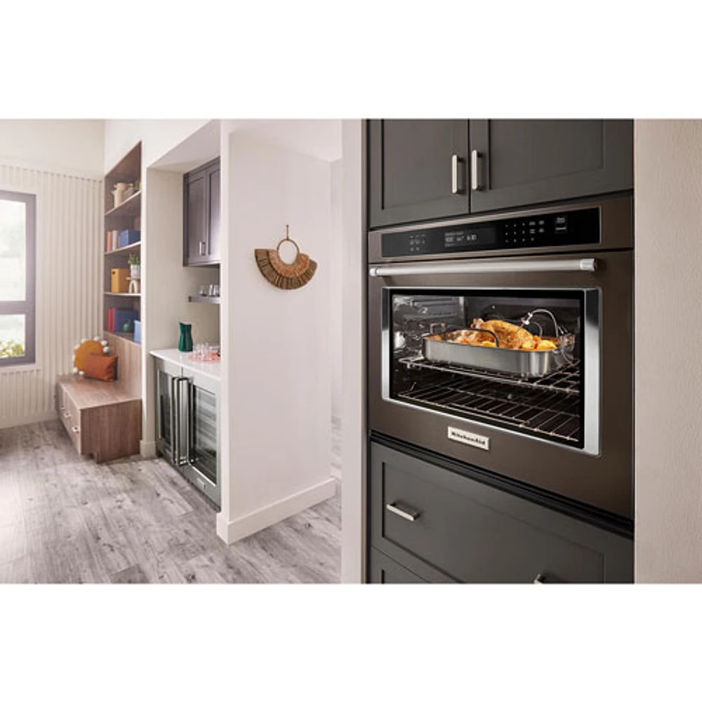 Kitchenaid 30" 5 Cu. Ft. True Convection Electric Wall Oven (KOES530PBS) - Black Stainless Steel