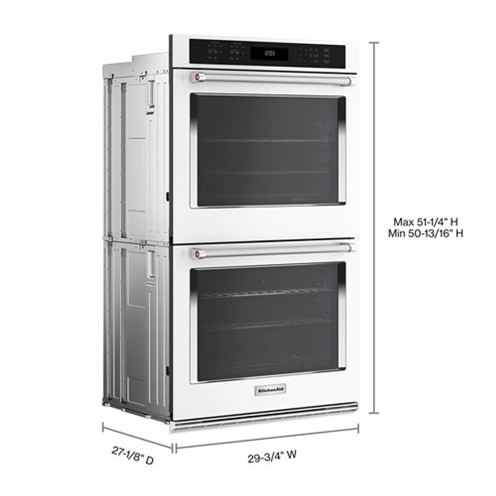 Kitchenaid 27" 10 Cu. Ft. Double True Convection Electric Wall Oven (KOED530PWH) - White