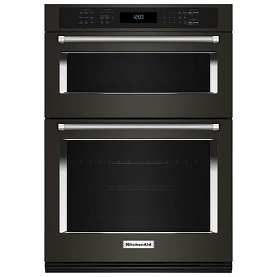 Kitchenaid 27" 5.7 Cu. Ft. Combination True Convection Electric Wall Oven (KOEC527PBS) - Black Stainless Steel