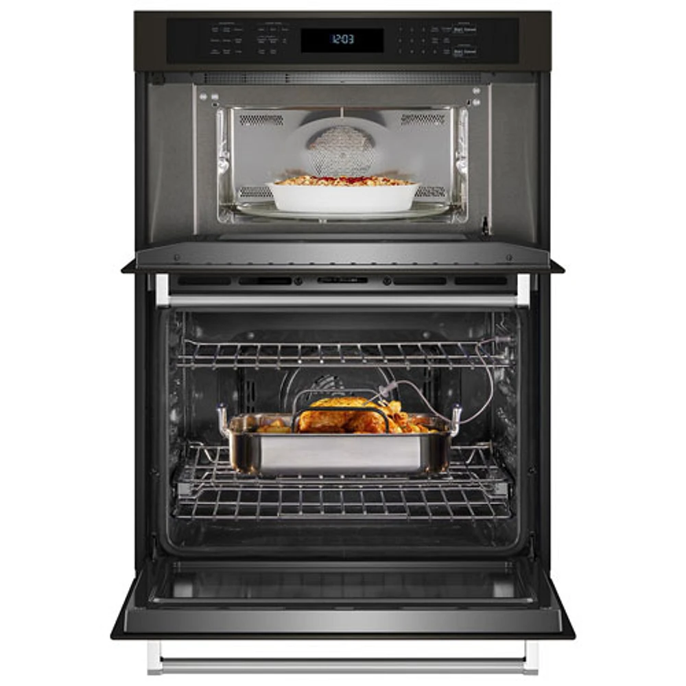 Kitchenaid 27" 5.7 Cu. Ft. Combination True Convection Electric Wall Oven (KOEC527PBS) - Black Stainless Steel