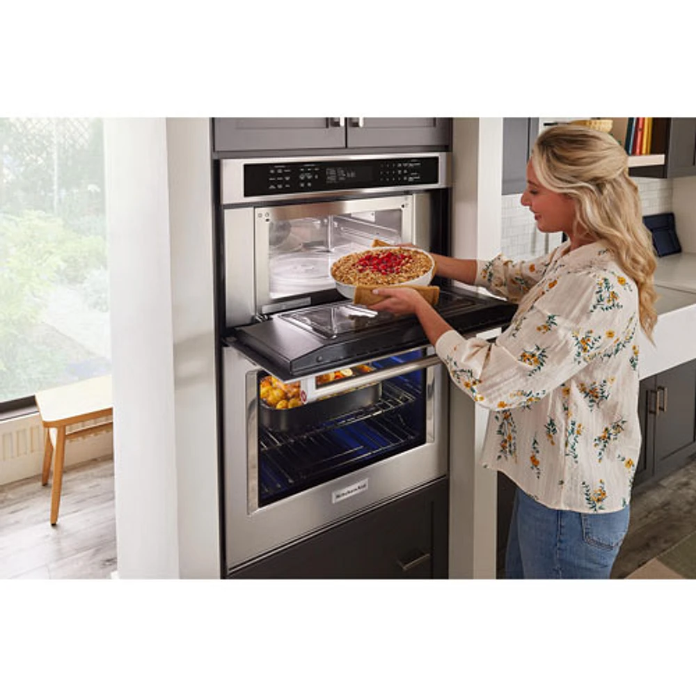 Kitchenaid 27" 5.7 Cu. Ft. Combination True Convection Electric Wall Oven (KOEC527PSS) - Stainless Steel