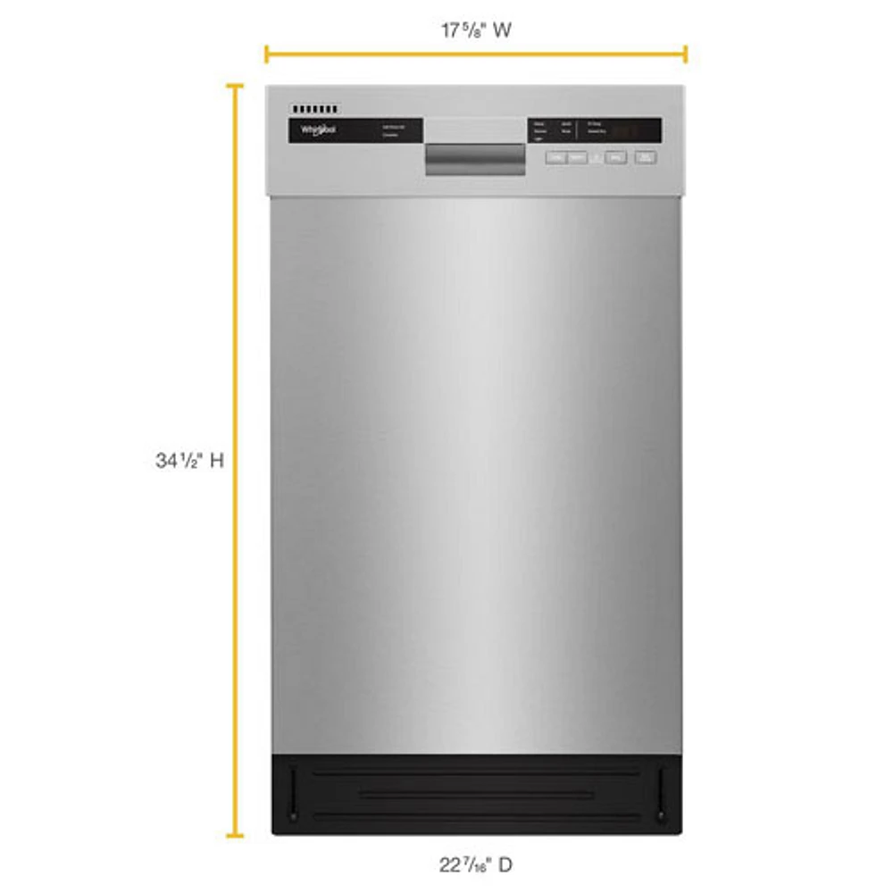 Whirlpool 18" 50dB Built-In Dishwasher with Stainless Steel Tub & Third Rack (WDPS5118PM) - Stainless Steel