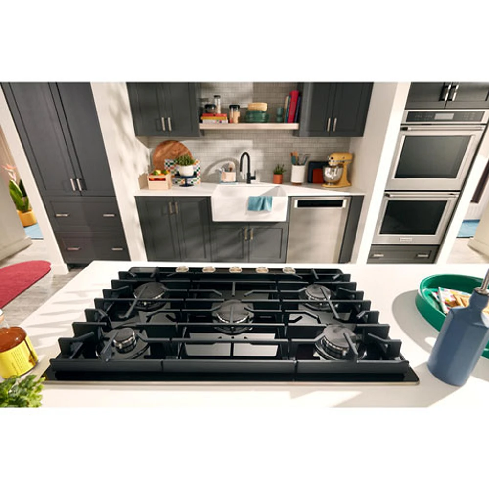 KitchenAid 37" 5-Burner Gas Cooktop (KCGG536PBL) - Black