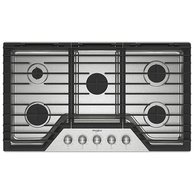 Surface de cuisson au gaz à 5 brûleurs de 36 po de Whirlpool (WCGK7036PS) - Acier inoxydable