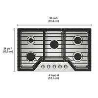 Whirlpool 36" 5-Burner Gas Cooktop (WCGK7036PS) - Stainless Steel