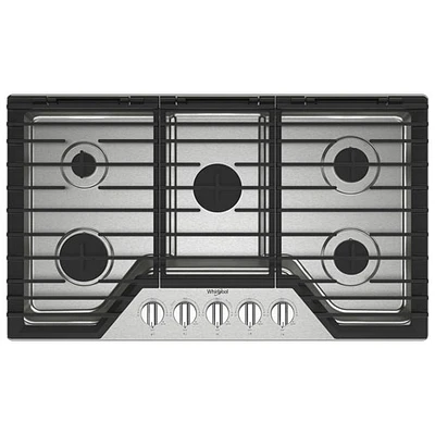 Surface de cuisson au gaz à 5 brûleurs de 36 po de Whirlpool (WCGK5036PS) - Acier inoxydable