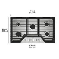 Whirlpool 36" 5-Burner Gas Cooktop (WCGK5036PS) - Stainless Steel