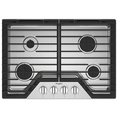 Surface de cuisson au gaz à 4 brûleurs de 30 po de Whirlpool (WCGK5030PS) - Acier inoxydable